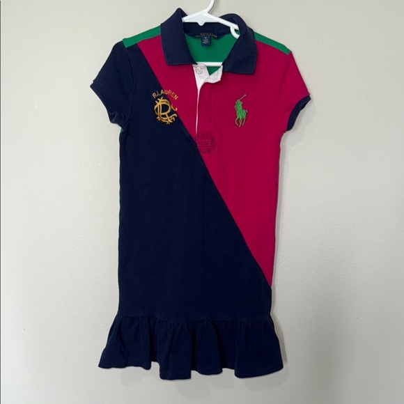 Polo Ralph Lauren Girls Dress Size 6X Colorful Classic Preppy Logo Pony Collar - Picture 1 of 13